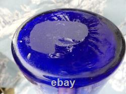 Vase Rouleau verre émaillé bleu décor floral IRIS Legras Montjoye Art Nouveau
