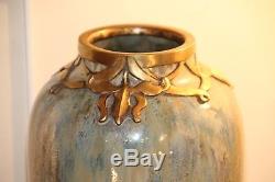 Vase Sevres Art Nouveau vase ceramic brass Floral pattern Iris flower Gold vase