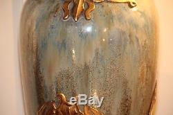 Vase Sevres Art Nouveau vase ceramic brass Floral pattern Iris flower Gold vase