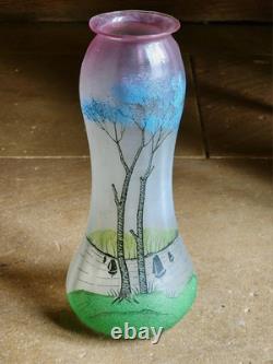 Vase Signé Laignelet Verrerie Ille Et Vilaine H 27 Cm Art Nouveau