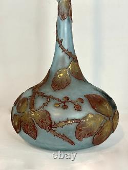 Vase Soliflore Daum Nancy À Décor Hivernal Et Feuilles De Mûriers Art Nouveau
