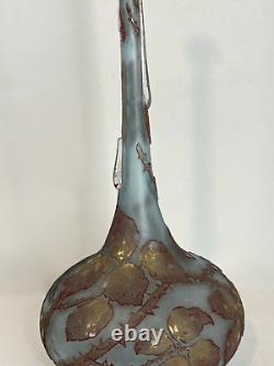 Vase Soliflore Daum Nancy À Décor Hivernal Et Feuilles De Mûriers Art Nouveau