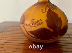 Vase Soliflore Emile Galle Pate De Verre Grave A L'acide Ecole Nancy Art Nouveau