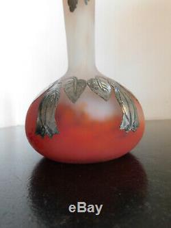 Vase Soliflore Pte De Verre Marmoréen Muller Frères Lunéville Art Nouveau