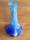 Vase Soliflore Verre Soufflé Bleu Irisé Moiré style Art Nouveau Création d'Art