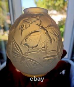 Vase VERLYS papillon verre opalescent Art Déco Nouveau Sabino Lalique Daum XXE