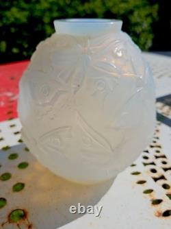 Vase VERLYS papillon verre opalescent Art Déco Nouveau Sabino Lalique Daum XXE
