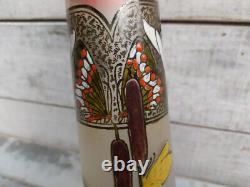 Vase Verre Art Nouveau Décor Papillons Signé Leg Legras (faire offre)