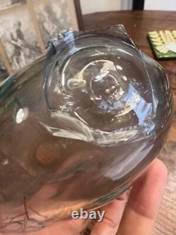 Vase Verre Émaillé Dans l'Esprit Emile Gallé Art Nouveau Glass Poisson & Fleurs