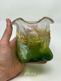Vase Verre Émaille Vers 1900 Art Nouveau Fleurs Antique Glass Jugendstil