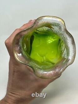 Vase Verre Émaille Vers 1900 Art Nouveau Fleurs Antique Glass Jugendstil