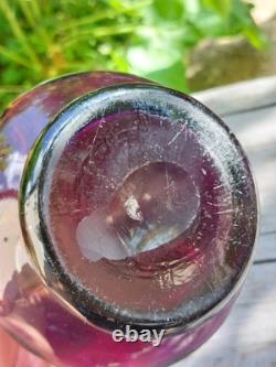 Vase Verre émaillé Art Nouveau Glycine Améthyste Bohème 1900