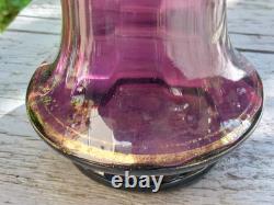 Vase Verre émaillé Art Nouveau Glycine Améthyste Bohème 1900
