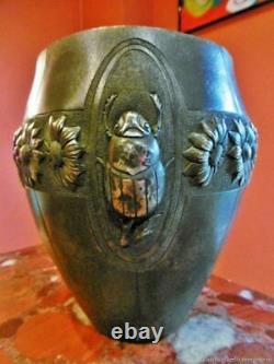 Vase ancien Scarabées Sculpture Art Nouveau Etain France Antique Vase Scarabees