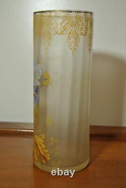 Vase ancien art nouveau 1900 Legras verre décor émaillé de fleur