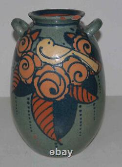 Vase ancien en terre cuite émaillée art nouveau Paul Jacquet
