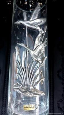 Vase ancien en verre d'étain Art Nouveau Antique Art Nouveau pewter glass vase