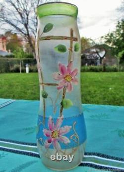 Vase ancien en verre de Camomilles Art Nouveau début XXème siècle France Antique