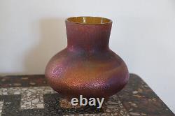 Vase ancien signé Pantin, irisation, art nouveau, granité, sels métalliques