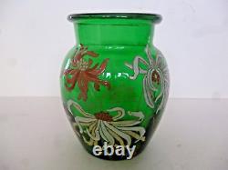 Vase ancien verre émaillé Legras ou Gallé art nouveau 1900 ENAMELED GLASS