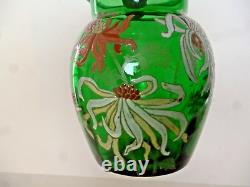 Vase ancien verre émaillé Legras ou Gallé art nouveau 1900 ENAMELED GLASS