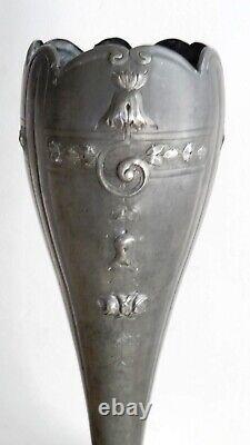 Vase art deco art nouveau étain d'art signé André Villien 1900 hauteur 50 cm