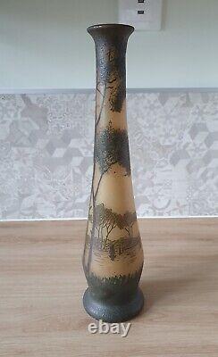 Vase art nouveau Legras avec décor lacustre dégagé à l'acide Circa 1900