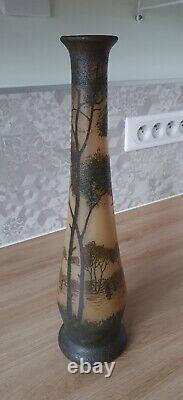 Vase art nouveau Legras avec décor lacustre dégagé à l'acide Circa 1900