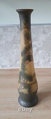 Vase art nouveau Legras avec décor lacustre dégagé à l'acide Circa 1900