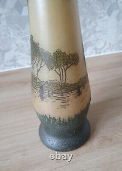 Vase art nouveau Legras avec décor lacustre dégagé à l'acide Circa 1900