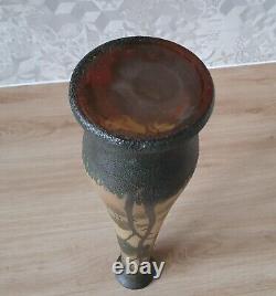 Vase art nouveau Legras avec décor lacustre dégagé à l'acide Circa 1900