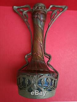 Vase art nouveau Loetz Pallme Konig verre irisé Jugendstil iridescent glass