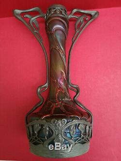 Vase art nouveau Loetz Pallme Konig verre irisé Jugendstil iridescent glass