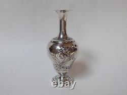 Vase art nouveau argent massif décor de fleur d'iris François Lbat orfevre
