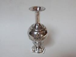 Vase art nouveau argent massif décor de fleur d'iris François Lbat orfevre