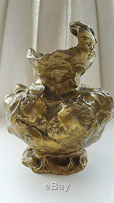Vase art nouveau bronze signé JULES MELIODON 1896