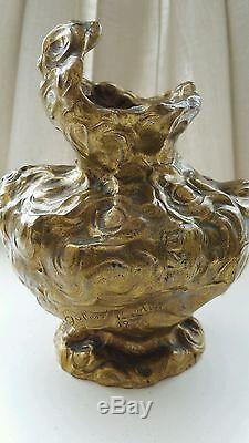 Vase art nouveau bronze signé JULES MELIODON 1896