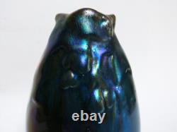 Vase art nouveau céramique de montières métalisé irisé