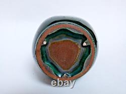 Vase art nouveau céramique de montières métalisé irisé