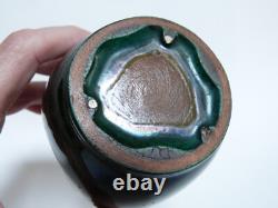 Vase art nouveau céramique de montières métalisé irisé
