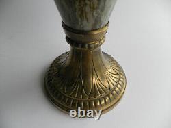 Vase art nouveau céramique glaçure coulures socle bronze doré era Pointu