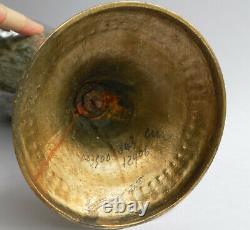 Vase art nouveau céramique glaçure coulures socle bronze doré era Pointu