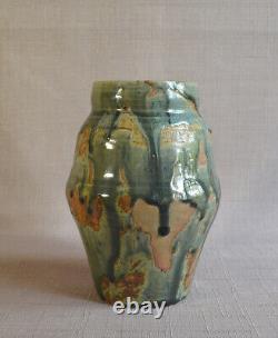 Vase art nouveau en grès, monogramme à identifier, école de Carriès Puisaye