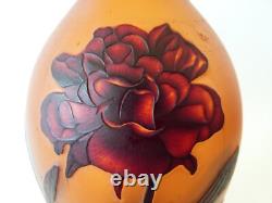 Vase art nouveau en verre dégagé à l'acide Fritz Heckert Boheme Gallé Daum