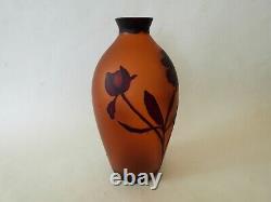 Vase art nouveau en verre dégagé à l'acide Fritz Heckert Boheme Gallé Daum