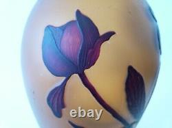 Vase art nouveau en verre dégagé à l'acide Fritz Heckert Boheme Gallé Daum