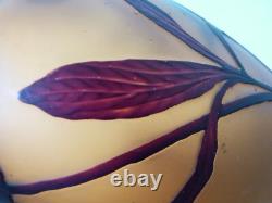 Vase art nouveau en verre dégagé à l'acide Fritz Heckert Boheme Gallé Daum