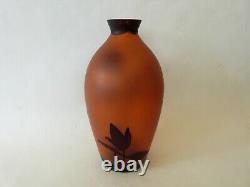 Vase art nouveau en verre dégagé à l'acide Fritz Heckert Boheme Gallé Daum