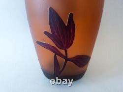 Vase art nouveau en verre dégagé à l'acide Fritz Heckert Boheme Gallé Daum