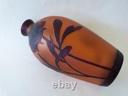 Vase art nouveau en verre dégagé à l'acide Fritz Heckert Boheme Gallé Daum
